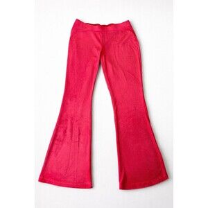 Y2K Juicy Couture Red Velour Flare Pants Rhinestone Logo Back Women’s M